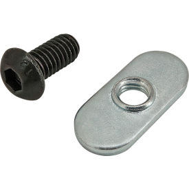 M6 x 12mm Black BHSCS with Slide-In Economy T-Nut - Centered Thread, Bright Zinc