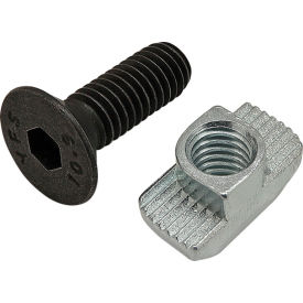 M6 x 18MM Black FHSCS with Standard Drop-In T-Nut, Bright Zinc
