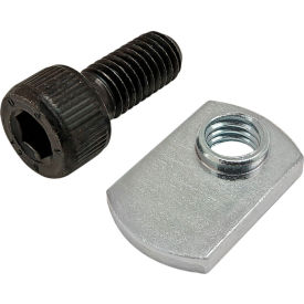 M8 x 18MM Black SHCS with Slide-In Economy T-Nut - Offset Thread, Bright Zinc