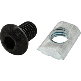 M8 x 12mm Black BHSCS with Self-Aligning Roll-In T-Nut, Bright Zinc