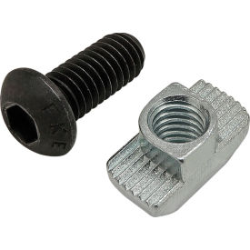 M6 x 14mm Black BHSCS with Standard Drop-In T-Nut, Bright Zinc