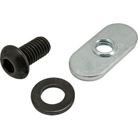 M6 x 12mm Black BHSCS with Washer & Slide-In Economy T-Nut - Centered Thread, Zinc