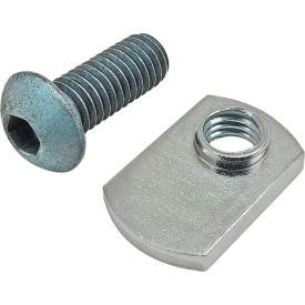 M8 x 20mm Blue BHSCS with Slide-In Economy T-Nut - Offset Thread, Bright Zinc