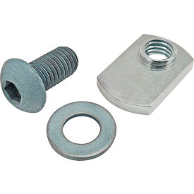 M8 x 16mm Blue BHSCS with Washer & Slide-In Economy T-Nut - Offset Thread, Bright Zinc