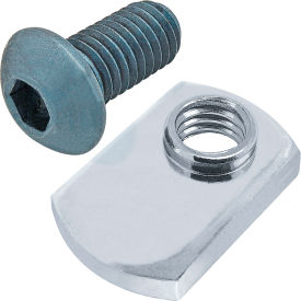 M8 x 16mm Blue BHSCS with Slide-In Economy T-Nut - Offset Thread, Bright Zinc