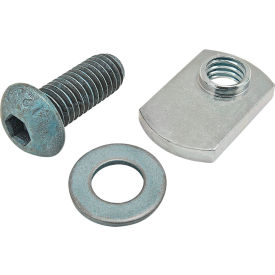 M8 x 20mm Blue BHSCS with Washer & Slide-In Economy T-Nut - Offset Thread, Bright Zinc
