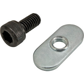 M6 x 12mm Black SHCS with Slide-In Economy T-Nut - Centered Thread, Bright Zinc