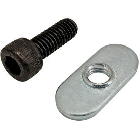 M6 x 16mm Black SHCS Slide-In Economy T-Nut - Centered Thread, Bright Zinc