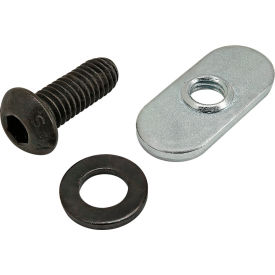 M6 x 16mm Black BHSCS with Washer & Slide-In Economy T-Nut - Centered Thread, Zinc