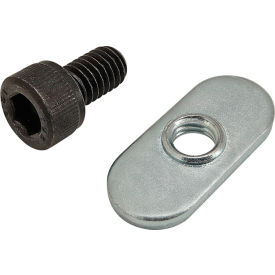 M6 x 10mm Black SHCS with Slide-In Economy T-Nut - Centered Thread, Bright Zinc