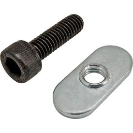 M6 x 20mm Black SHCS with Slide-In Economy T-Nut - Centered Thread, Bright Zinc