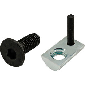 M6 x 16MM Black FHSCS w/25 S M6 X 1.0 Drop T-Nut with Flex Handle, Bright Zinc
