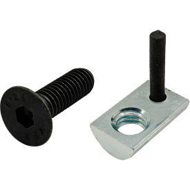 M6 x 20MM Black FHSCS with 25 S M6 x 1 Drop T-Nut with Flex Handle, Bright Zinc