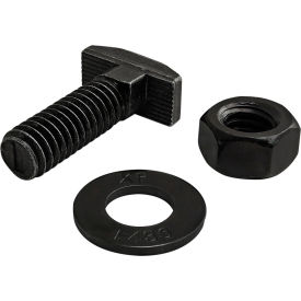5/16-18 x 1.000 Drop-In T-Slot Stud w/Washer & Hex Nut, Black Zinc