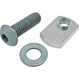 M8 x 25mm Blue BHSCS with Washer & Slide-In Economy T-Nut - Offset Thread, Bright Zinc