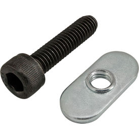M6 x 25mm Black SHCS with Slide-In Economy T-Nut - Centered Thread, Bright Zinc