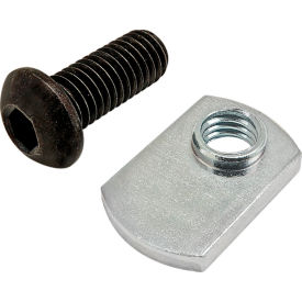 M8 x 20mm Black BHSCS with Slide-In Economy T-Nut - Offset Thread, Bright Zinc
