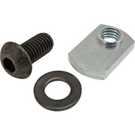 M8 x 16mm Black BHSCS with Washer & Slide-In Economy T-Nut - Offset Thread, Bright Zinc