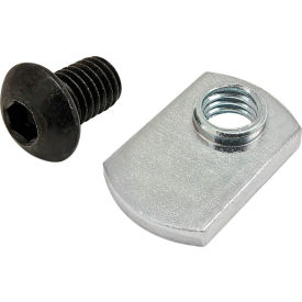 M8 x 12mm Black BHSCS with Slide-In Economy T-Nut - Offset Thread, Bright Zinc