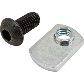 M8 x 16mm Black BHSCS with Slide-In Economy T-Nut - Offset Thread, Bright Zinc