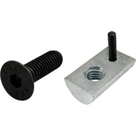 M6 x 20MM Black FHSCS with 40 Series M6 X 10 Drop with T-Nut w/Flex Handle, Bright Zinc