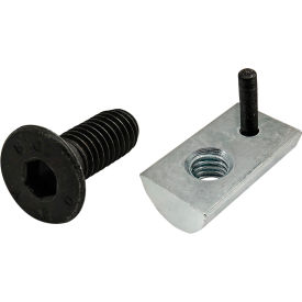 M6 x 16MM Black FHSCS with 40S M6 X 1.0 Drop with T-Nut with Flex Handle, Bright Zinc