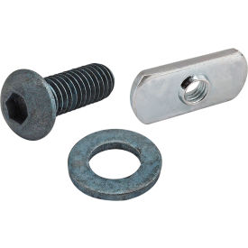 M6 x 16mm Blue BHSCS with Washer & Economy T-Nut - Centered Thread, Bright Zinc