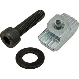 M5 x 20mm Black SHCS with Washer & Standard Drop-In T-Nut, Bright Zinc