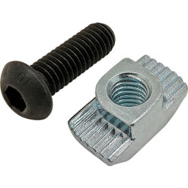 M6 x 18mm Black BHSCS with Standard Drop-In T-Nut, Bright Zinc