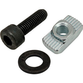 M5 x 16mm Black SHCS with Washer & Standard Drop-In T-Nut, Bright Zinc