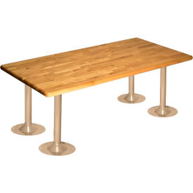 ADA Wood Bench with Steel Pedestals, 48"W x 24"D x 17-3/4"H, Putty