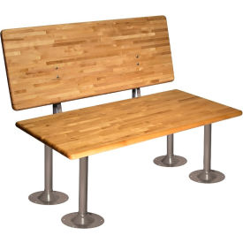 ADA Wood Bench & Back with Steel Pedestals, 48"W x 24"D x 17-3/4"H, Dove Gray