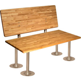 ADA Wood Bench & Back with Steel Pedestals, 48"W x 24"D x 17-3/4"H, Putty