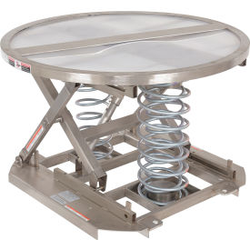 Stainless Steel Open Manual Carousel Top Spring Scissor Table, 4500 Lb. Cap., Silver