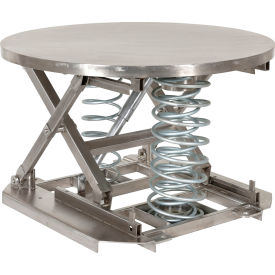 Stainless Steel Solid Manual Carousel Top Spring Scissor Table, 4500 Lb. Cap., Silver