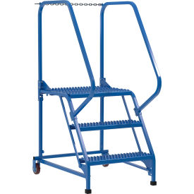 Steel Maintenance Ladder 58 Degree 3 Grip Strut 24" Step Width 350 lb Capacity Blue