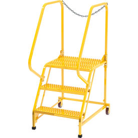 Steel Maintenance Ladder 58 Degree 3 Grip Strut 24" Step Width 350 lb Capacity, Yellow