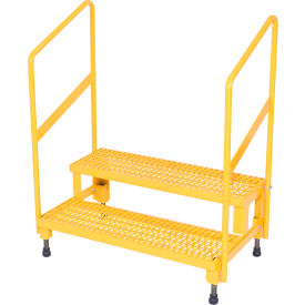 2 Step Steel Adjustable Mate Stand w/Handrails, 22-7/8"L x 38-3/16"W x 43-1/8"H, Yellow