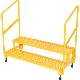 2 Step Steel Adjustable Mate Stand w/ Handrail, 22-7/8"L x 50-1/2"W x 43-1/8"H, Yellow