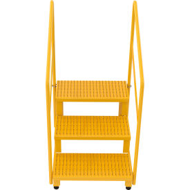 3-Step Steel Adjustable Stand with Handrails, 33-7/8"L x 26-7/16"W x 52"H, Yellow