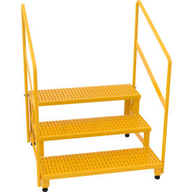 3-Step Steel Adjustable Stand with Handrails, 33-7/8"L x 38-13/16"W x 52"H, Yellow