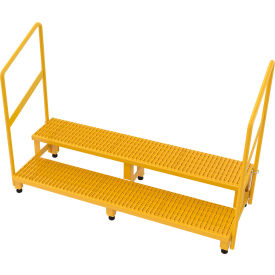 2-Step Steel Adjustable Stand with Handrails, 22-7/8"L x 62-3/8"W x 45-1/4"H, Yellow