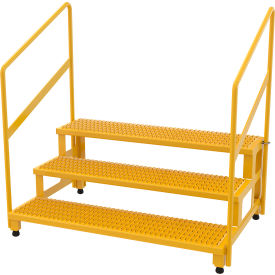 3-Step Steel Adjustable Stand with Handrails, 33-7/8"L x 51-1/8"W x 52"H, Yellow