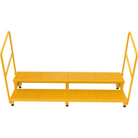 2-Step Steel Adjustable Stand with Handrails, 22-7/8"L x 74-11/16"W x 45-1/4"H, Yellow