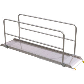 Aluminum Wheel Walk Ramp Steel w/ Handrails, 123-1/16''L x 28''W, 2200 Lb. Cap., Silver