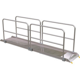 Aluminum Wheel Walk Ramp Steel w/ Handrails 146-15/16''L x 28''W, 1900 Lb. Cap., Silver