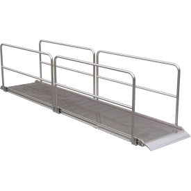 Aluminum Wheel Walk Ramp Overlapping w/ Handrails 192''L x 38''W, 1000 Lb. Cap., Silver