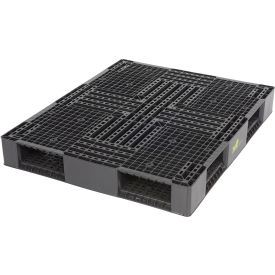 HDPE Solid Top Rackable Pallet/Skid, 4-Way, 39-1/8" x 46-7/8", 8800 lb. Cap., Black