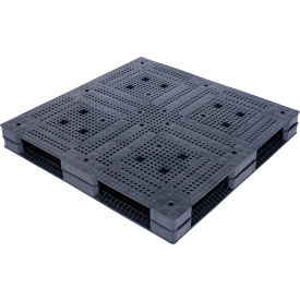 HDPE Heavy Duty Rackable Pallet/Skid, 4-Way, 47-1/4"x47-1/4", 22000 lb Stat. Cap., Black