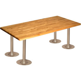 ADA Wood Bench with Steel Pedestals, 48"W x 24"D x 17-3/4"H, Dove Gray